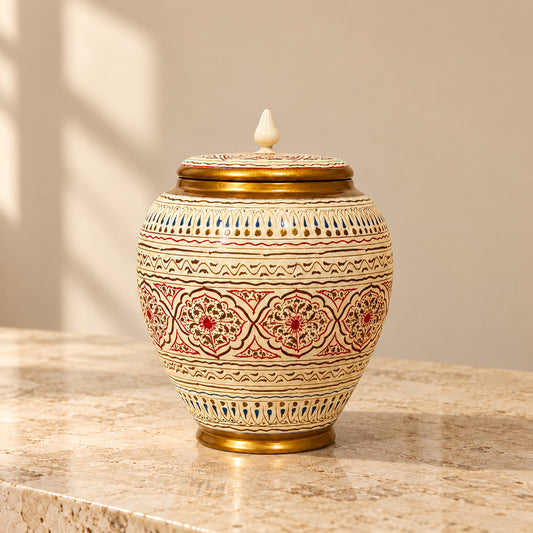 White Lacquer Art-Candy Jar — product photograph