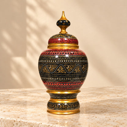 Black And Red Laquer Art jar — product photograph