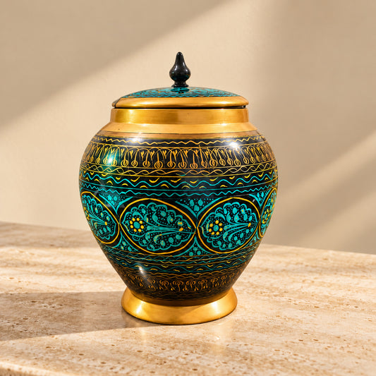 Green Naqshi Art Candy Jar — product photograph