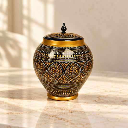 Black & Golden Naqshi Art Candy Jar