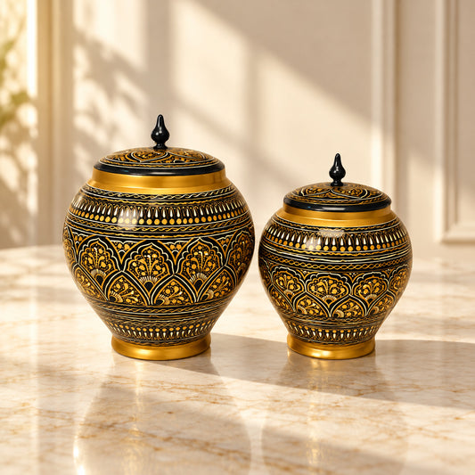 Black & Golden Candy Jar --- Set of 2