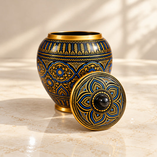 Blue & Black Naqshi art Candy jar in Beautiful Pakistani Tradition Art
